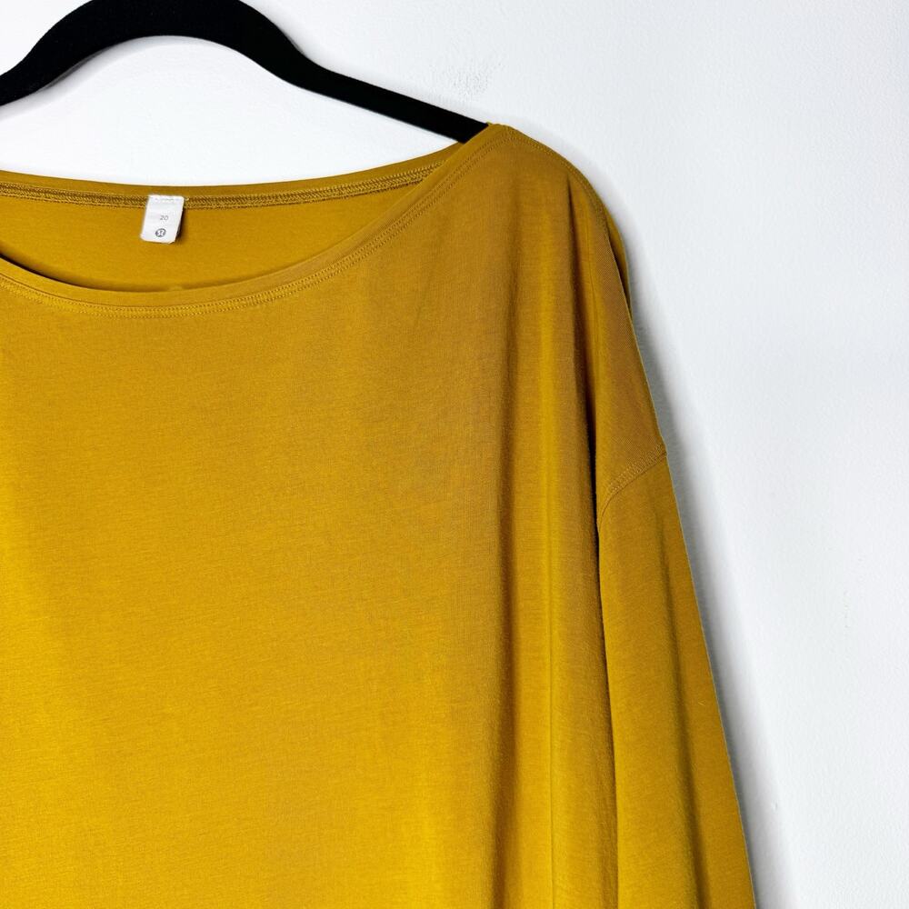 Lululemon Back in Action Long Sleeve Top Mustard Boat Neck Oversized Tunic - Picture 2 of 5